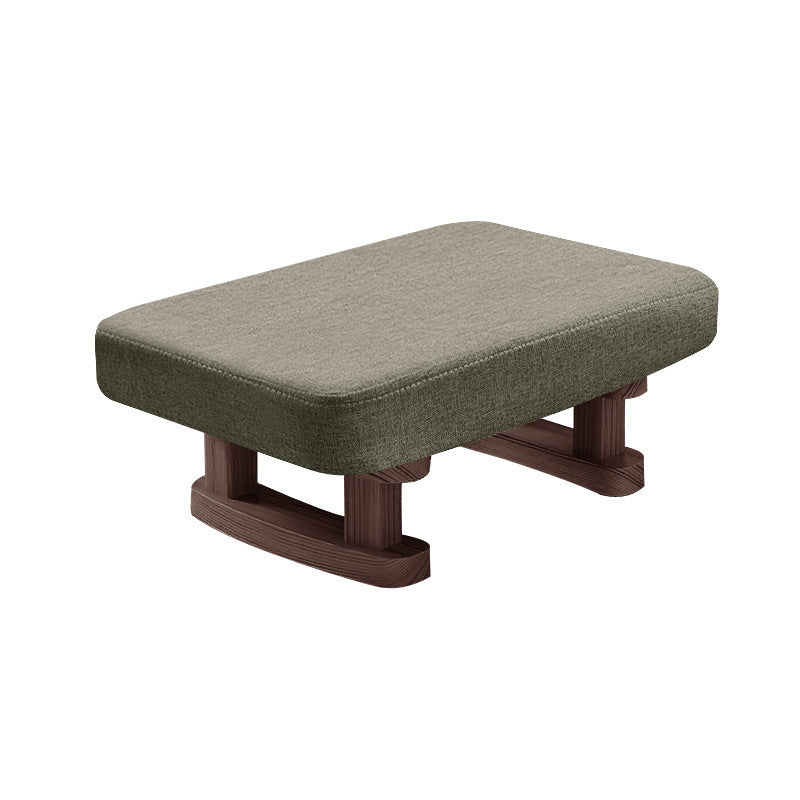 Modern Minimalist Rectangular Cotton-Linen Footstool with Pine Wood Base for Living Room