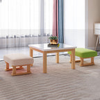 Taburete rectangular moderno minimalista de algodón y lino con base de madera de pino para sala de estar