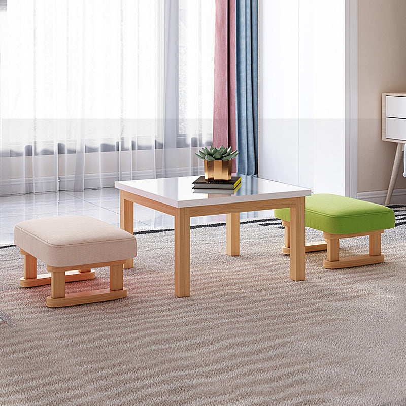 Taburete rectangular moderno minimalista de algodón y lino con base de madera de pino para sala de estar