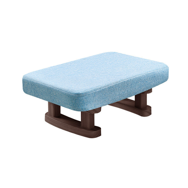Modern Minimalist Rectangular Cotton-Linen Footstool with Pine Wood Base for Living Room