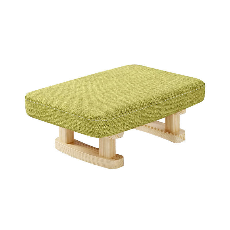 Modern Minimalist Rectangular Cotton-Linen Footstool with Pine Wood Base for Living Room
