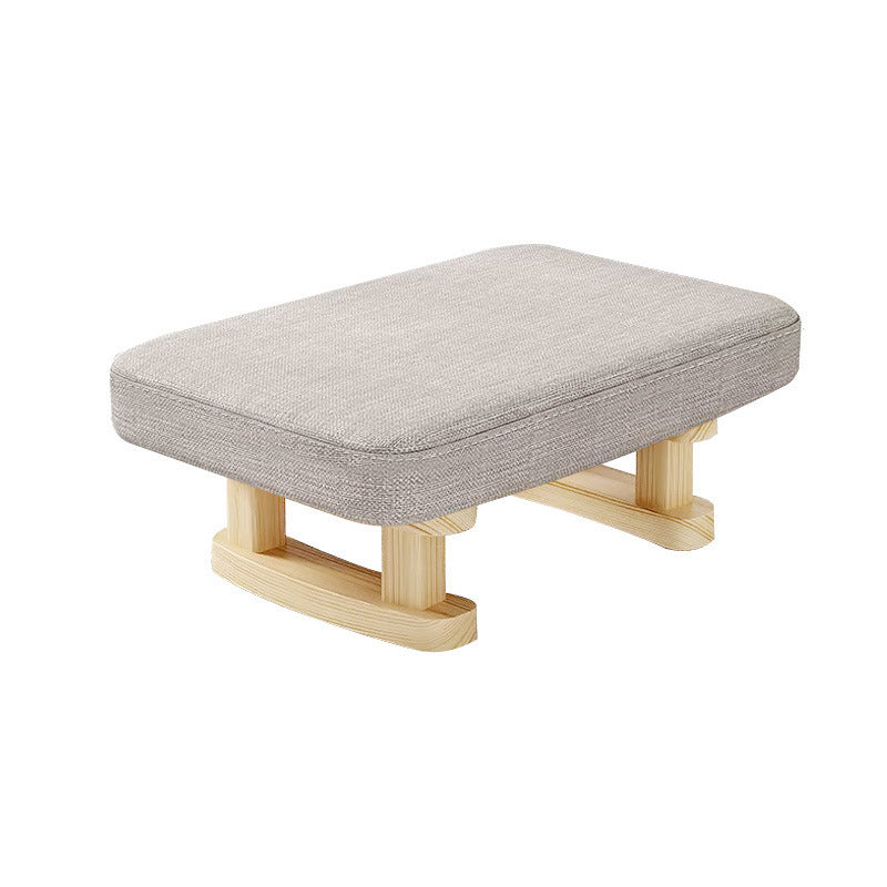 Modern Minimalist Rectangular Cotton-Linen Footstool with Pine Wood Base for Living Room