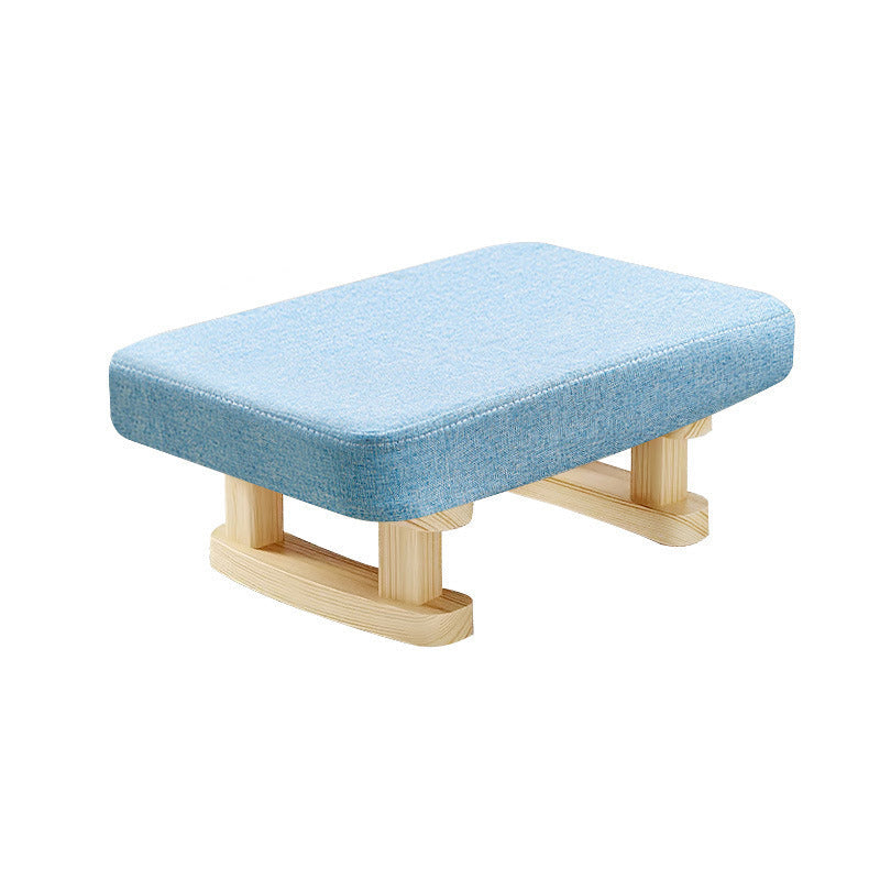 Modern Minimalist Rectangular Cotton-Linen Footstool with Pine Wood Base for Living Room