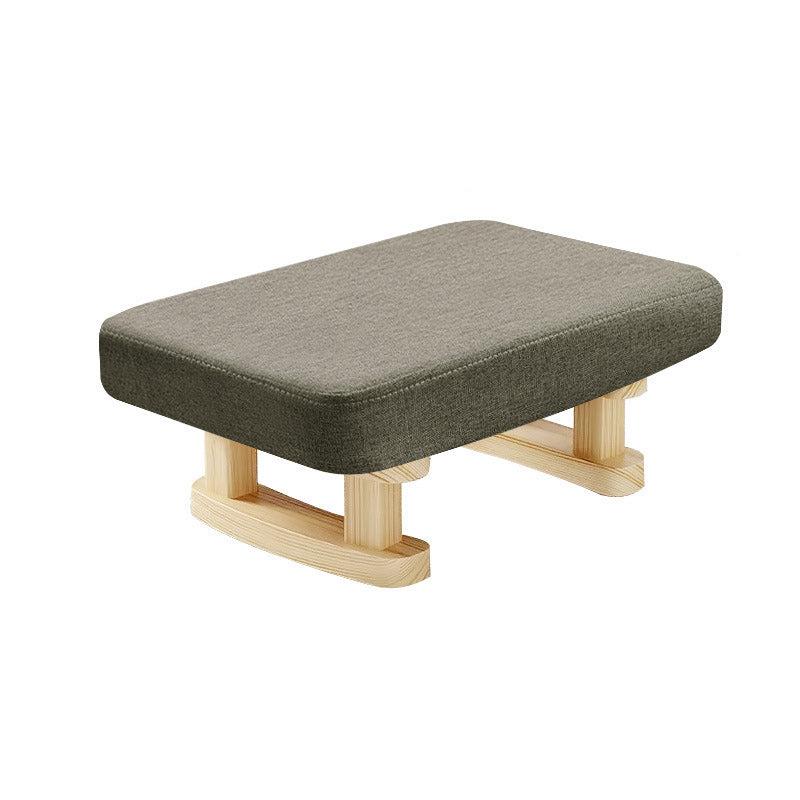 Modern Minimalist Rectangular Cotton-Linen Footstool with Pine Wood Base for Living Room