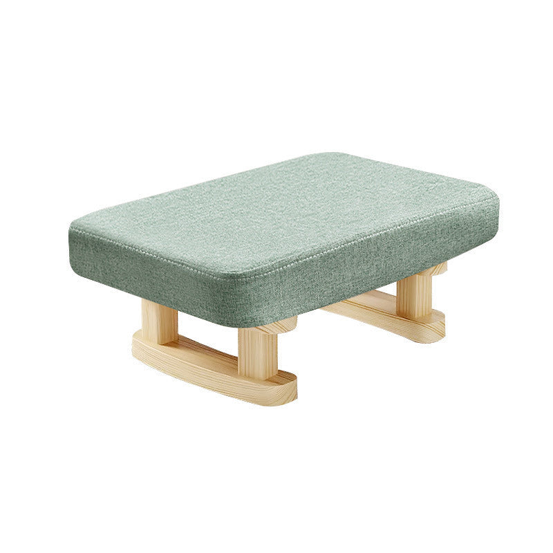 Taburete rectangular moderno minimalista de algodón y lino con base de madera de pino para sala de estar
