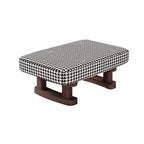 Taburete rectangular moderno minimalista de algodón y lino con base de madera de pino para sala de estar