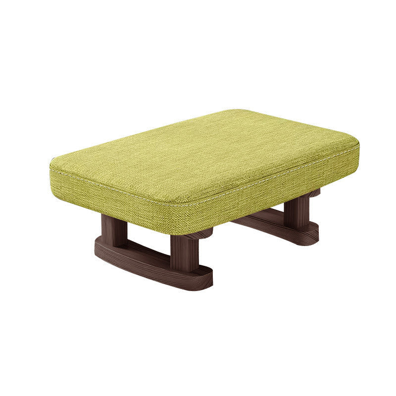 Modern Minimalist Rectangular Cotton-Linen Footstool with Pine Wood Base for Living Room
