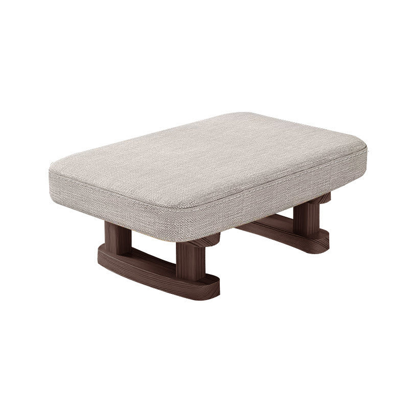 Modern Minimalist Rectangular Cotton-Linen Footstool with Pine Wood Base for Living Room