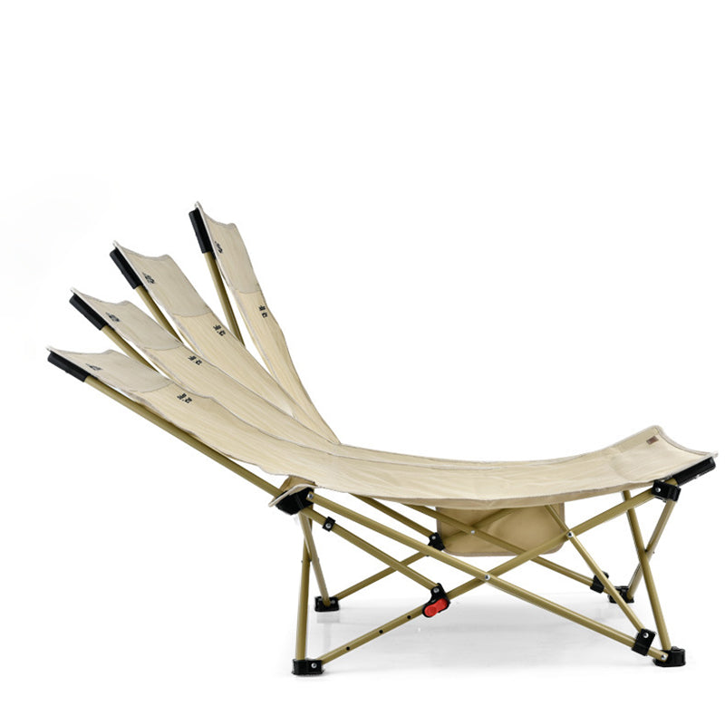 Modern Minimalist Outdoor Recliner Chair with Fabric Upholstery and Carbon Steel Rectangular Frame