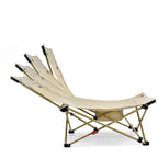 Modern Minimalist Outdoor Recliner Chair with Fabric Upholstery and Carbon Steel Rectangular Frame