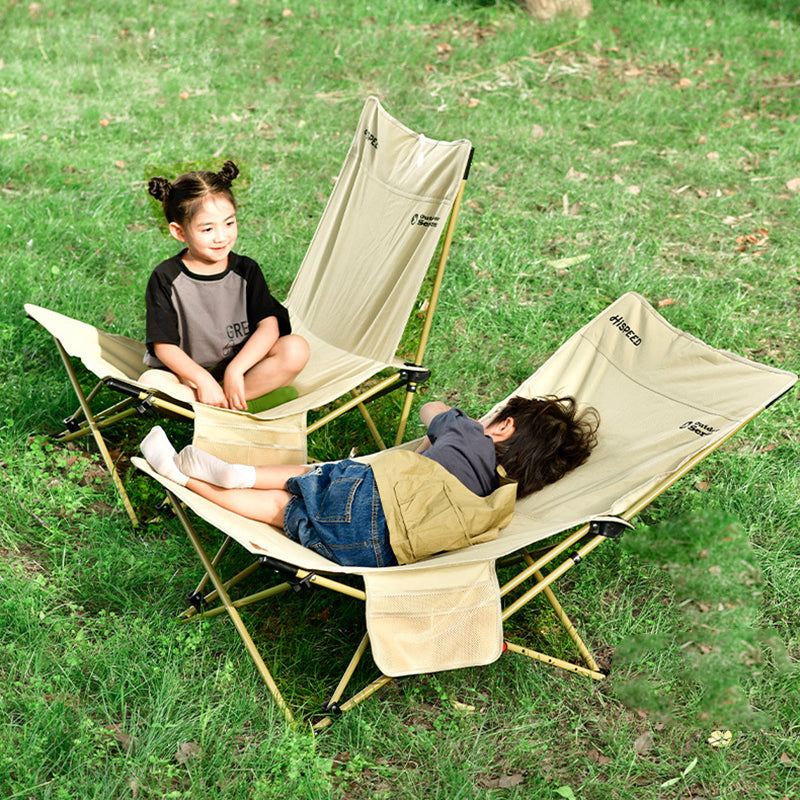 Modern Minimalist Outdoor Recliner Chair with Fabric Upholstery and Carbon Steel Rectangular Frame