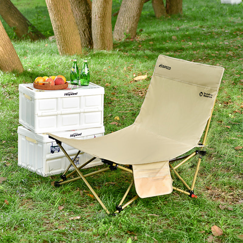 Modern Minimalist Outdoor Recliner Chair with Fabric Upholstery and Carbon Steel Rectangular Frame
