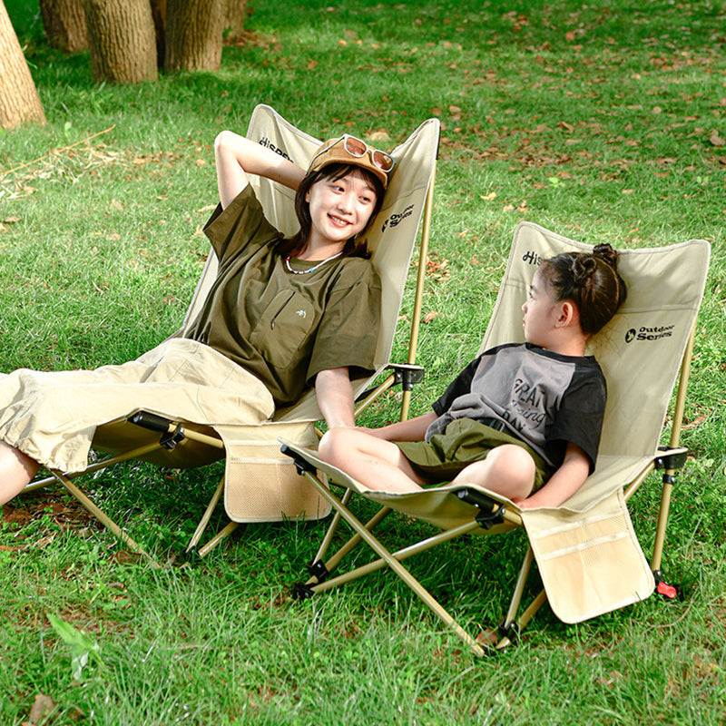 Modern Minimalist Outdoor Recliner Chair with Fabric Upholstery and Carbon Steel Rectangular Frame