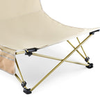 Modern Minimalist Outdoor Recliner Chair with Fabric Upholstery and Carbon Steel Rectangular Frame