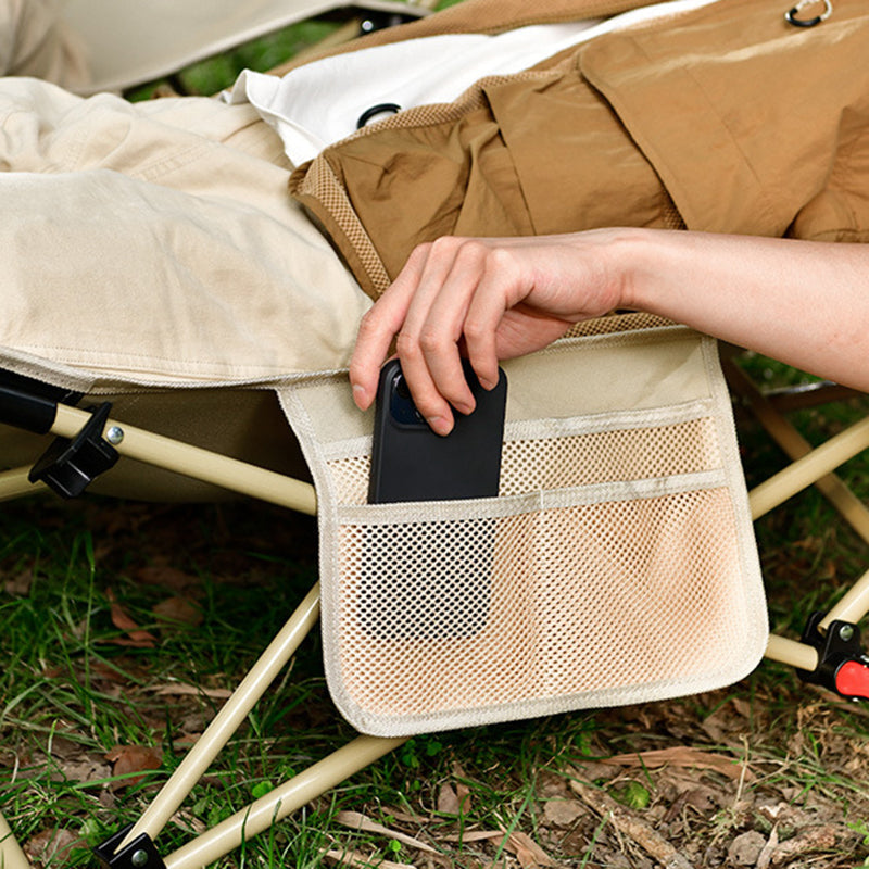 Modern Minimalist Outdoor Recliner Chair with Fabric Upholstery and Carbon Steel Rectangular Frame