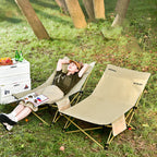 Modern Minimalist Outdoor Recliner Chair with Fabric Upholstery and Carbon Steel Rectangular Frame