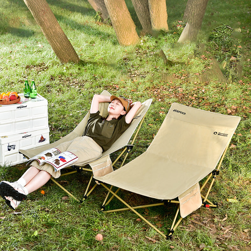 Modern Minimalist Outdoor Recliner Chair with Fabric Upholstery and Carbon Steel Rectangular Frame