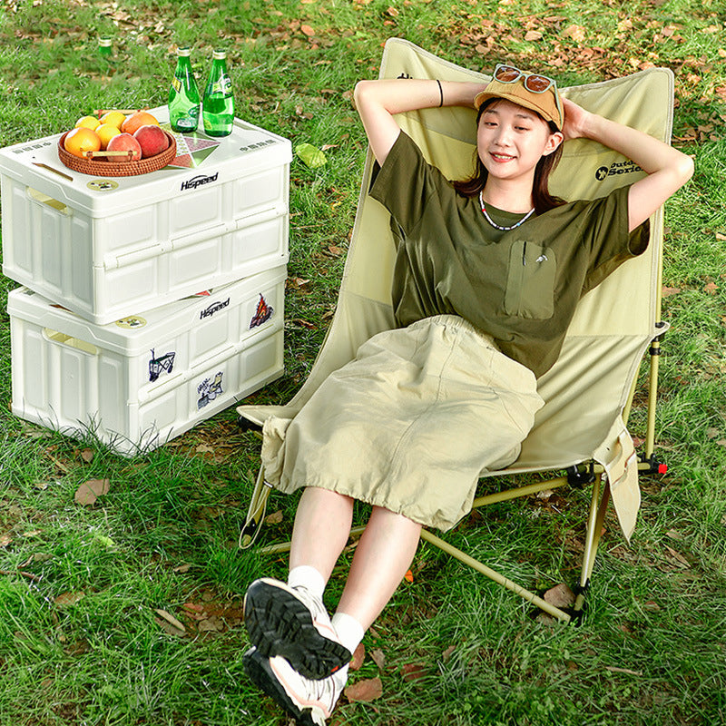 Modern Minimalist Outdoor Recliner Chair with Fabric Upholstery and Carbon Steel Rectangular Frame