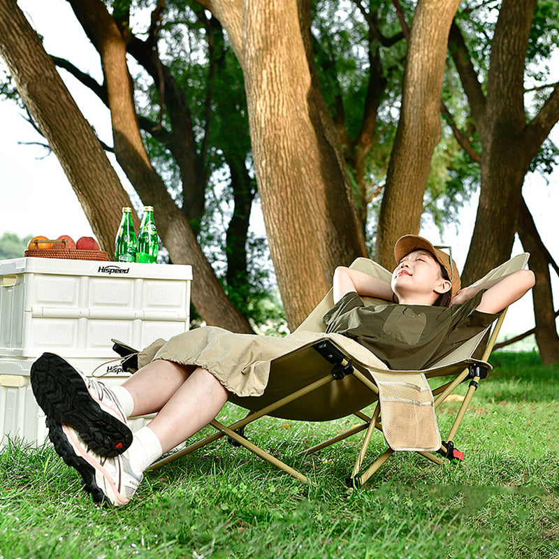 Modern Minimalist Outdoor Recliner Chair with Fabric Upholstery and Carbon Steel Rectangular Frame