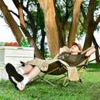 Modern Minimalist Outdoor Recliner Chair with Fabric Upholstery and Carbon Steel Rectangular Frame