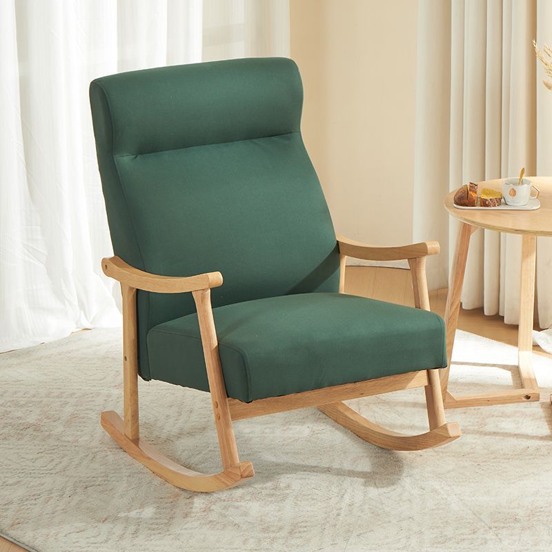 Contemporary Scandinavian Cotton-Linen Recliner with Rubberwood Frame – Rectangular/Square/Curved Backrest, Armrests and Footrest for Living Room