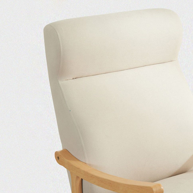 Contemporary Scandinavian Cotton-Linen Recliner with Rubberwood Frame – Rectangular/Square/Curved Backrest, Armrests and Footrest for Living Room