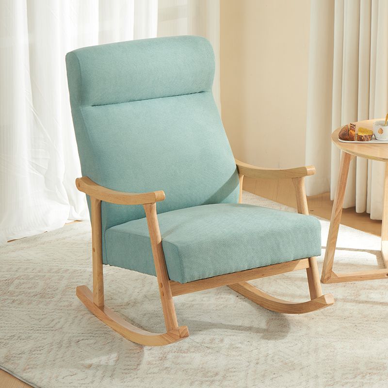 Contemporary Scandinavian Cotton-Linen Recliner with Rubberwood Frame – Rectangular/Square/Curved Backrest, Armrests and Footrest for Living Room