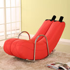 Contemporary Banana-Style PU Leather Upholstered Recliner with Backrest and Armrests for Living Room