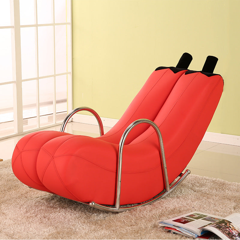 Contemporary Banana-Style PU Leather Upholstered Recliner with Backrest and Armrests for Living Room