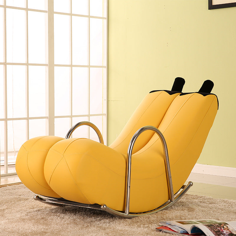 Contemporary Banana-Style PU Leather Upholstered Recliner with Backrest and Armrests for Living Room