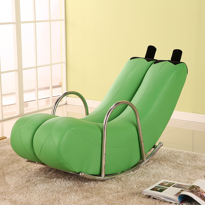 Contemporary Banana-Style PU Leather Upholstered Recliner with Backrest and Armrests for Living Room