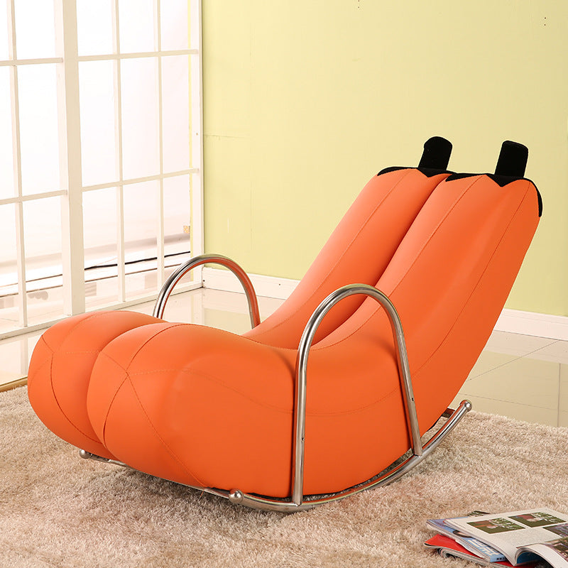 Contemporary Banana-Style PU Leather Upholstered Recliner with Backrest and Armrests for Living Room