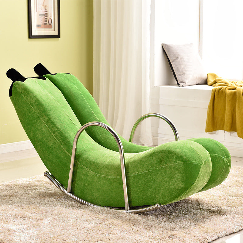 Contemporary Banana-Style PU Leather Upholstered Recliner with Backrest and Armrests for Living Room