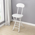 Modern Simplicity Round Faux Leather Iron Frame Foldable Chair Backrest Footrest For Living Room