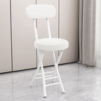 Modern Simplicity Round Faux Leather Iron Frame Foldable Chair Backrest Footrest For Living Room