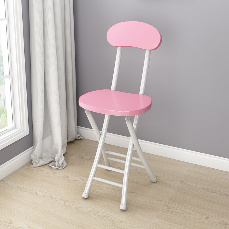 Modern Simplicity Round Faux Leather Iron Frame Foldable Chair Backrest Footrest For Living Room