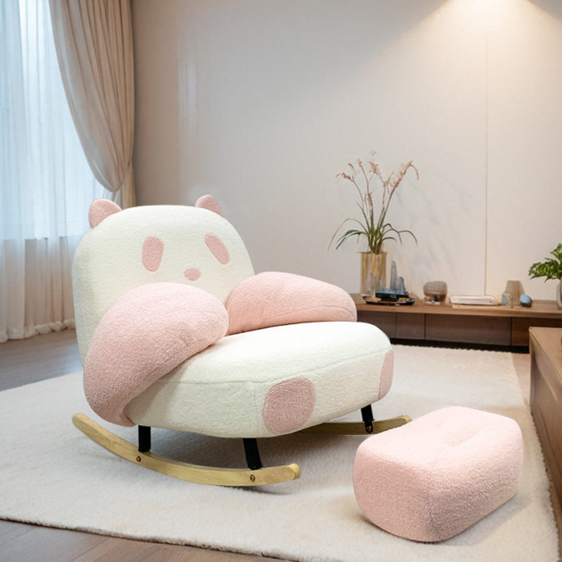 Stylish Contemporary Panda Sherpa Fabric Recliner with Carbon Steel Frame and Rubberwood Backrest for Living Room