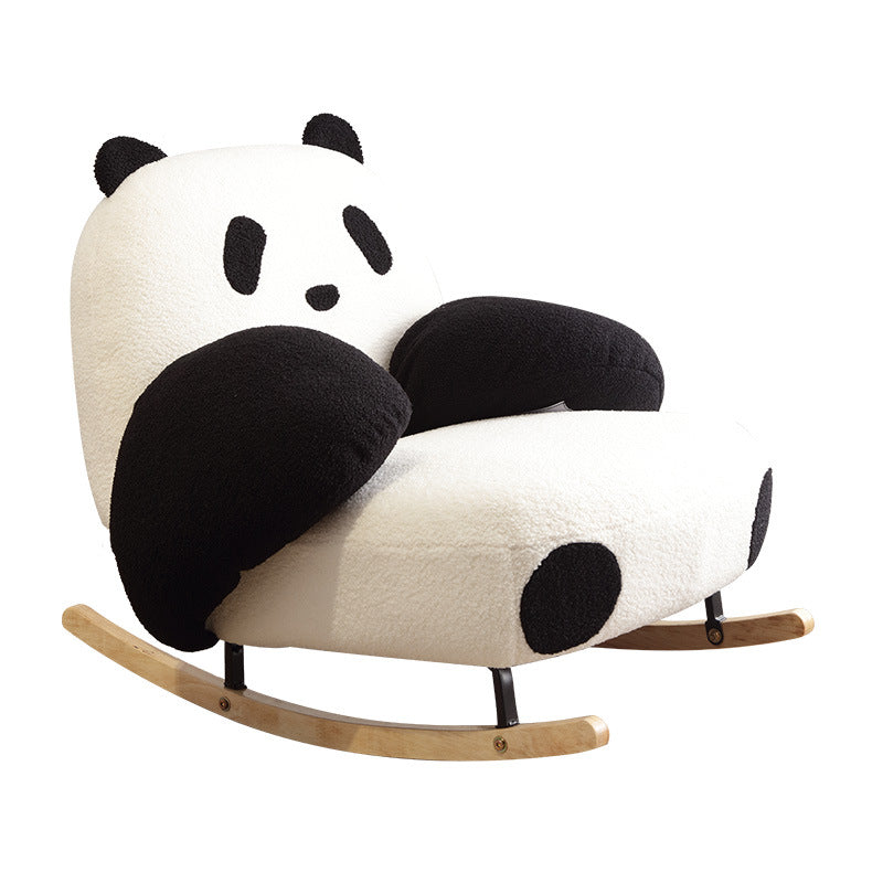 Stylish Contemporary Panda Sherpa Fabric Recliner with Carbon Steel Frame and Rubberwood Backrest for Living Room