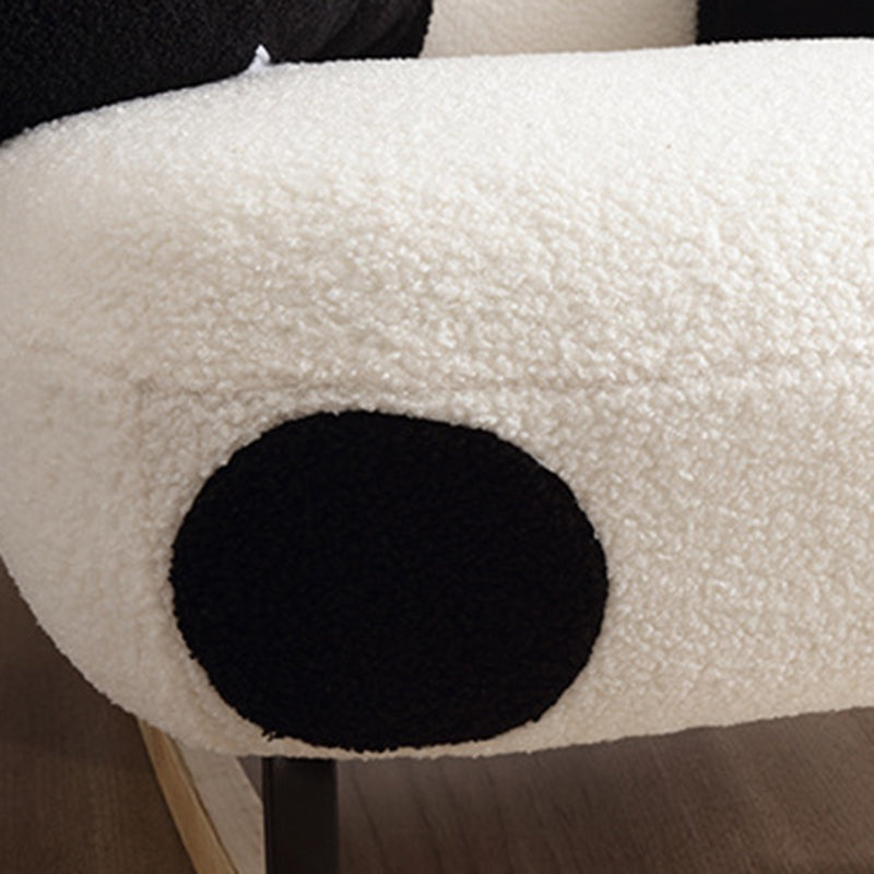 Stylish Contemporary Panda Sherpa Fabric Recliner with Carbon Steel Frame and Rubberwood Backrest for Living Room