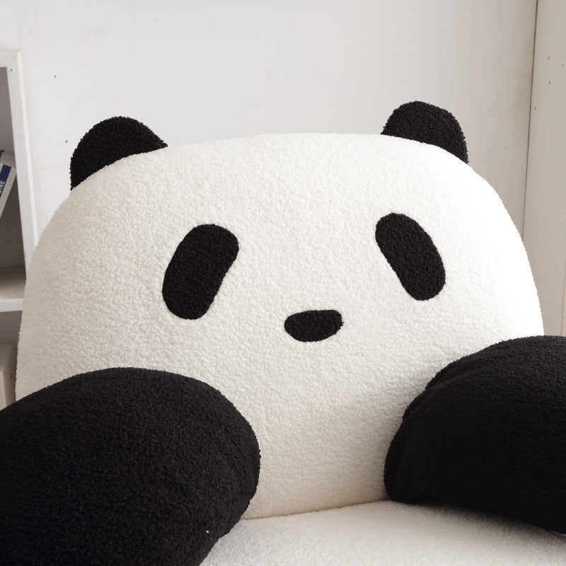 Stylish Contemporary Panda Sherpa Fabric Recliner with Carbon Steel Frame and Rubberwood Backrest for Living Room