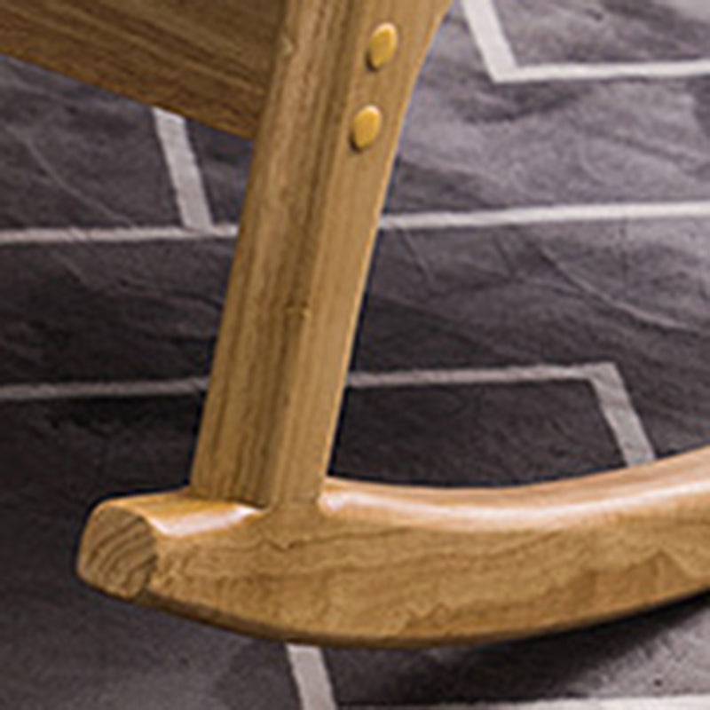 Traditional Japanese-Style Square Cotton-Linen Upholstered Recliner with Rubberwood Frame, Backrest and Armrests for Living Room