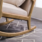Traditional Japanese-Style Square Cotton-Linen Upholstered Recliner with Rubberwood Frame, Backrest and Armrests for Living Room