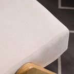 Traditional Japanese-Style Square Cotton-Linen Upholstered Recliner with Rubberwood Frame, Backrest and Armrests for Living Room