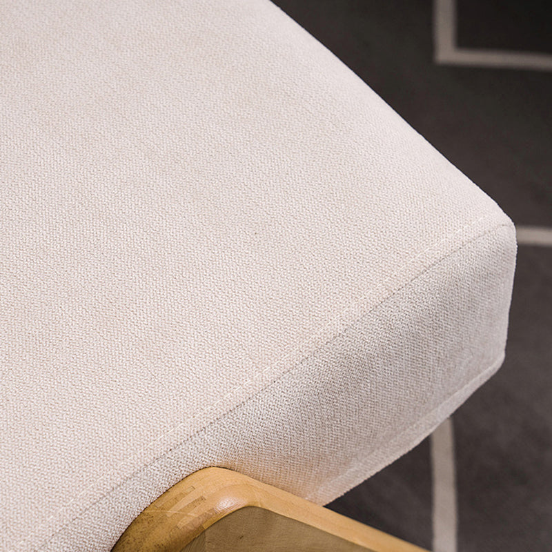 Traditional Japanese-Style Square Cotton-Linen Upholstered Recliner with Rubberwood Frame, Backrest and Armrests for Living Room