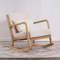Traditional Japanese-Style Square Cotton-Linen Upholstered Recliner with Rubberwood Frame, Backrest and Armrests for Living Room