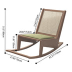 Rustic Traditional Rectangular Rubberwood Frame Recliner with PVC-Woven Rattan Backrest and Footrest for Outdoor Patio