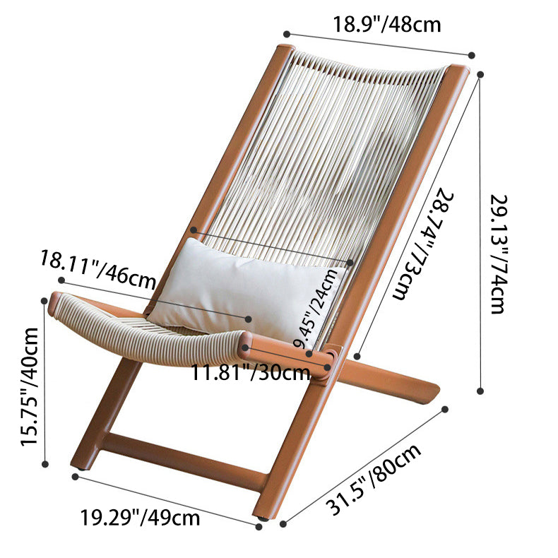 Traditional Rustic PE Rattan Recliner with Carbon Steel Frame and Plush Pillow Footrest for Outdoor Patio