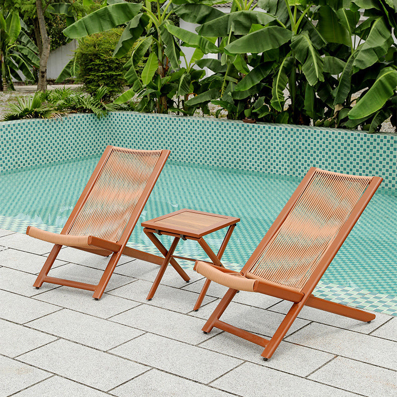 Traditional Rustic PE Rattan Recliner with Carbon Steel Frame and Plush Pillow Footrest for Outdoor Patio