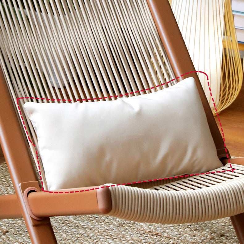 Traditional Rustic PE Rattan Recliner with Carbon Steel Frame and Plush Pillow Footrest for Outdoor Patio