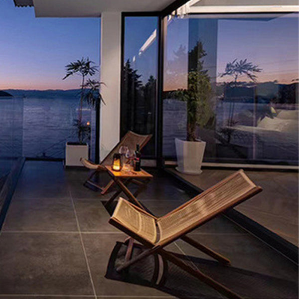 Traditional Rustic PE Rattan Recliner with Carbon Steel Frame and Plush Pillow Footrest for Outdoor Patio